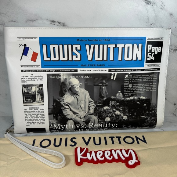 Louis Vuitton Newspaper Pouch Calfskin Leather Clutch Bag Virgil Abloh LV News - Picture 2 of 16